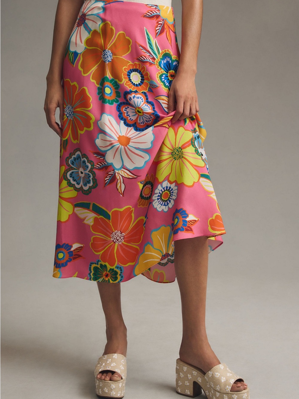 FARM Rio Pink Floral Maxi Skirt with Orange & Yellow Blooms Size XS - Picture 7 of 10